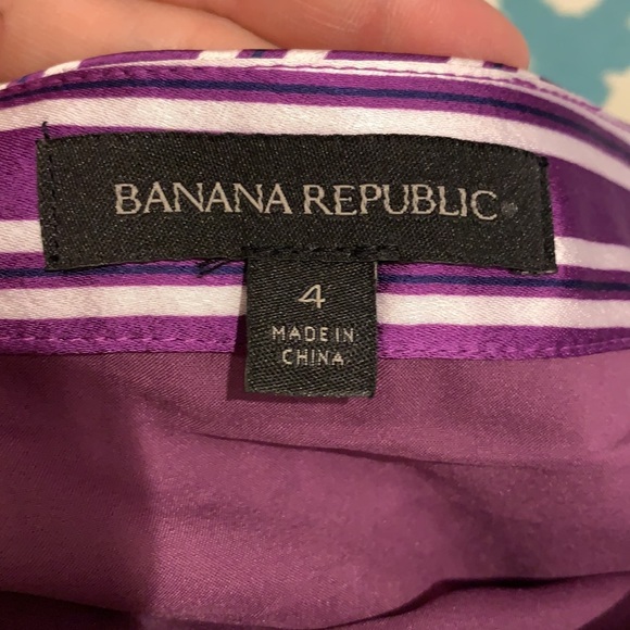 Banana Republic - Women MIDI Skirt Asymmetrical - Purple Striped Skirt - Satin - Picture 4 of 4